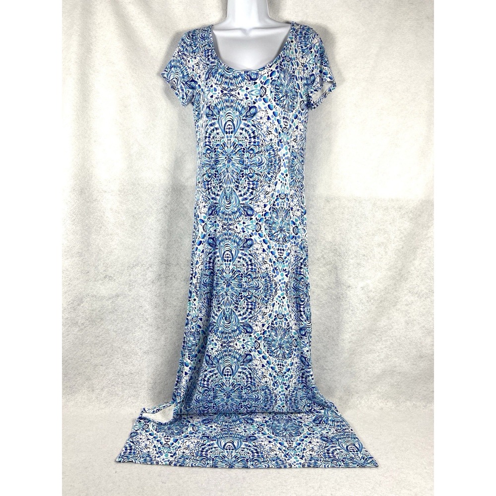 Lilly Pulitzer Wynne Maxi Dress Women's Medium Call My Shell Phone Print Resort